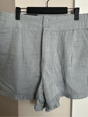 Light blue Linen Blend High-Waist Shorts
